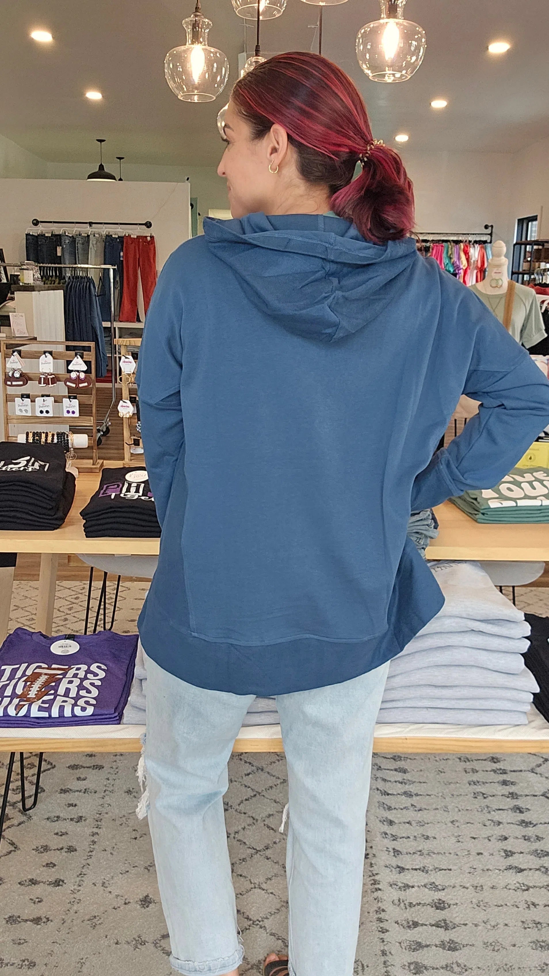 Shop Laila Pullover Hoodie - Teal-Hoodie at Ruby Joy Boutique, a Women's Clothing Store in Pickerington, Ohio