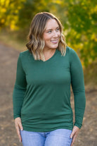 Shop Larissa Long Sleeve - Evergreen-Tops at Ruby Joy Boutique, a Women's Clothing Store in Pickerington, Ohio