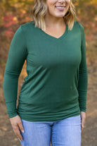 Shop Larissa Long Sleeve - Evergreen-Tops at Ruby Joy Boutique, a Women's Clothing Store in Pickerington, Ohio