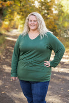 Shop Larissa Long Sleeve - Evergreen-Tops at Ruby Joy Boutique, a Women's Clothing Store in Pickerington, Ohio