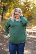 Shop Larissa Long Sleeve - Evergreen-Tops at Ruby Joy Boutique, a Women's Clothing Store in Pickerington, Ohio