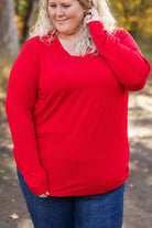 Shop Larissa Long Sleeve - Red-Tops at Ruby Joy Boutique, a Women's Clothing Store in Pickerington, Ohio