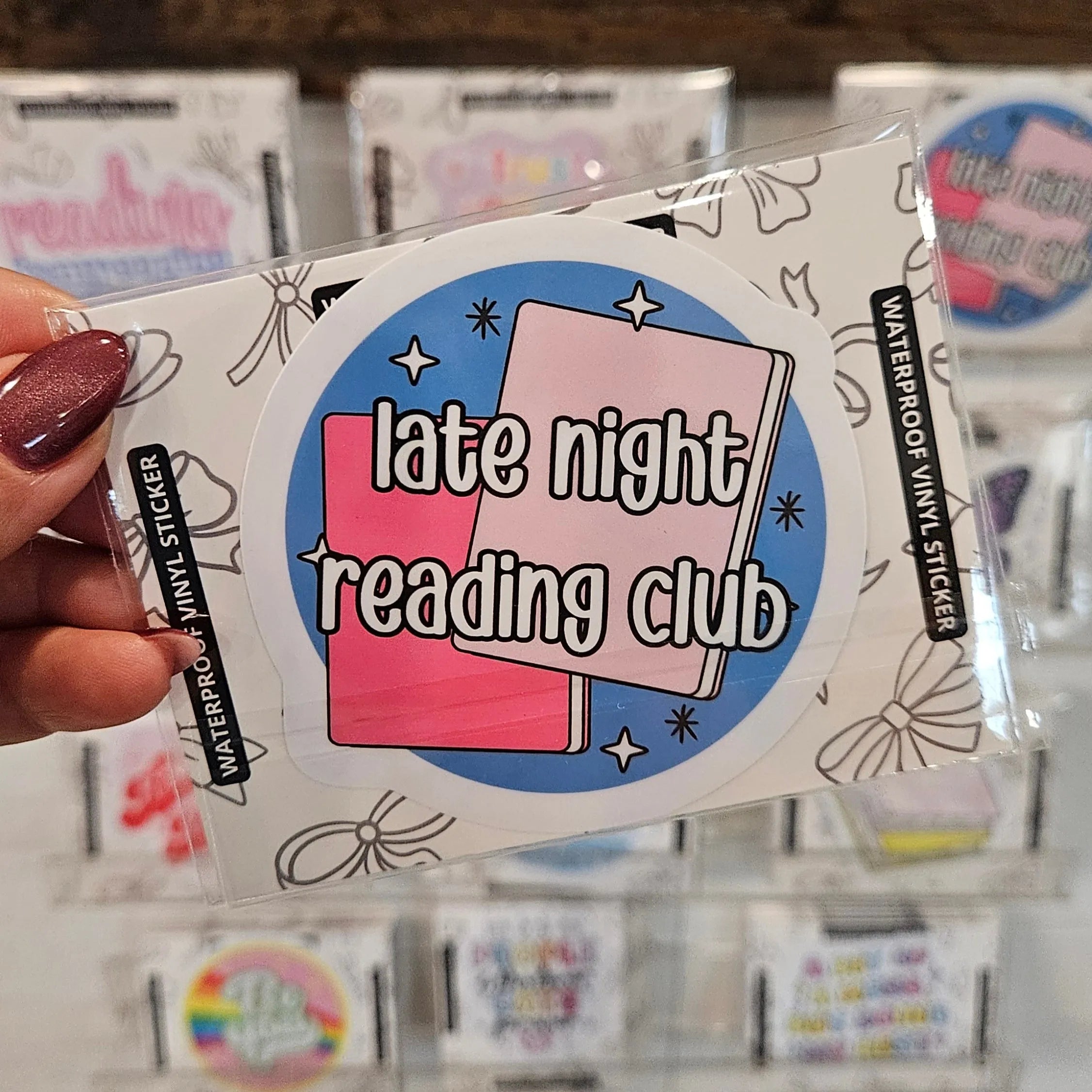 Shop Late Night Reading Club | Waterproof Vinyl Sticker- at Ruby Joy Boutique, a Women's Clothing Store in Pickerington, Ohio