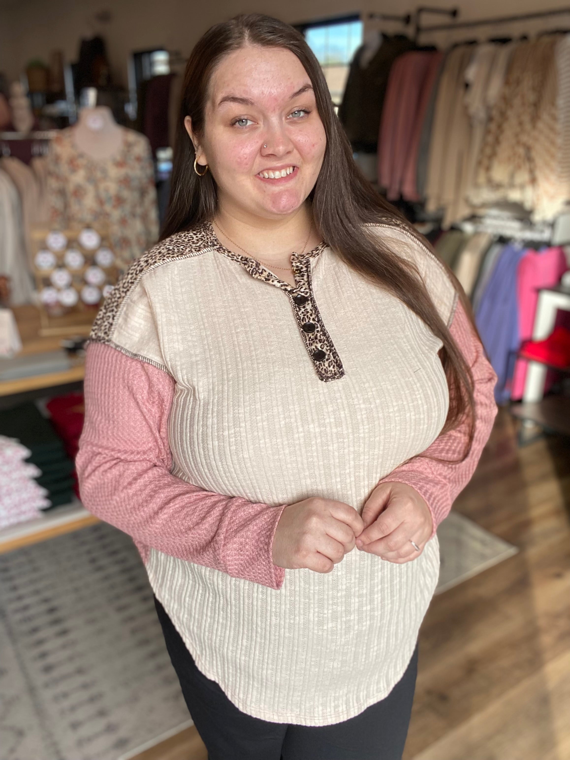 Shop Laurel Henley Top-Shirts & Tops at Ruby Joy Boutique, a Women's Clothing Store in Pickerington, Ohio