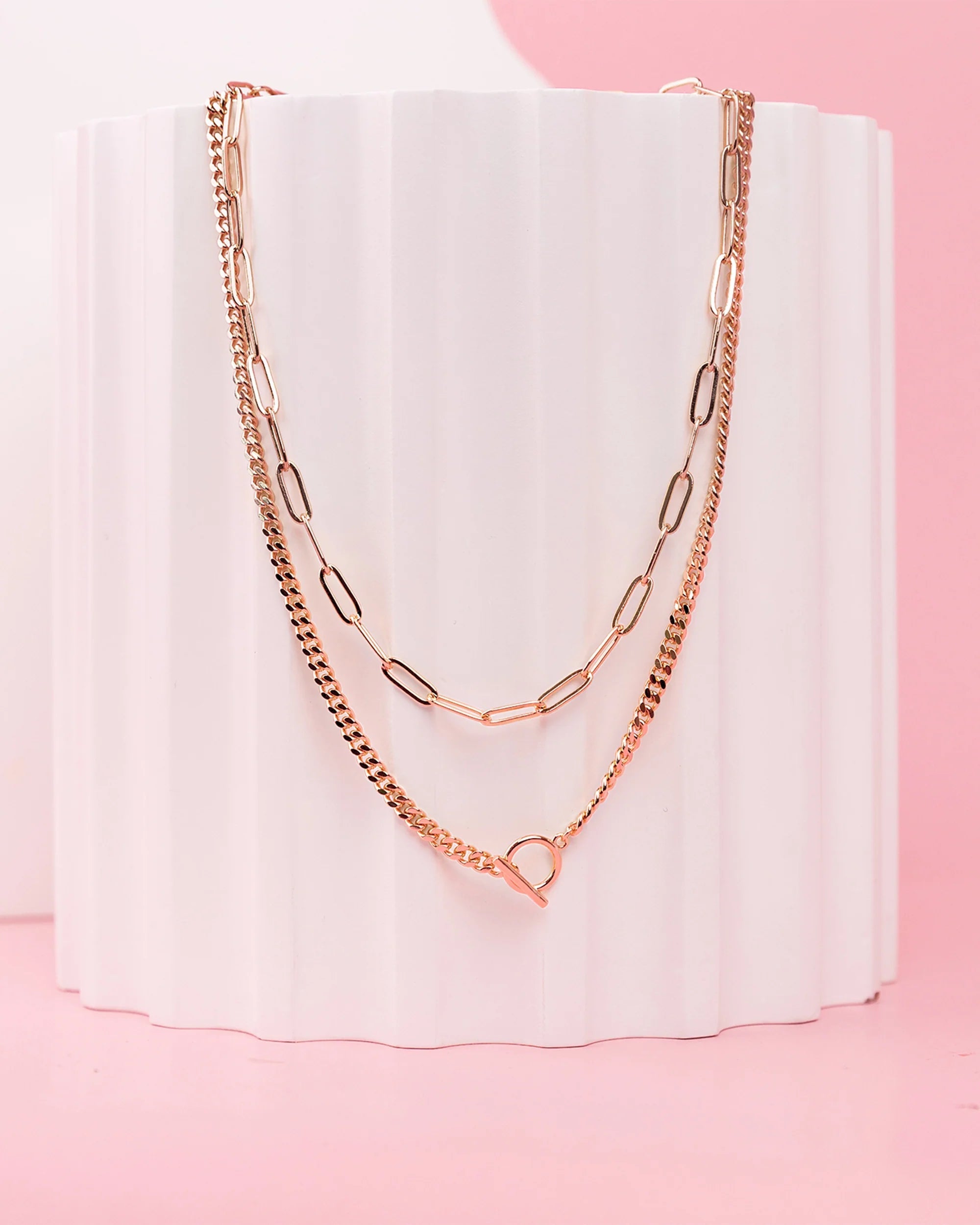 Shop Layered Chain Circle Necklace-Necklaces at Ruby Joy Boutique, a Women's Clothing Store in Pickerington, Ohio