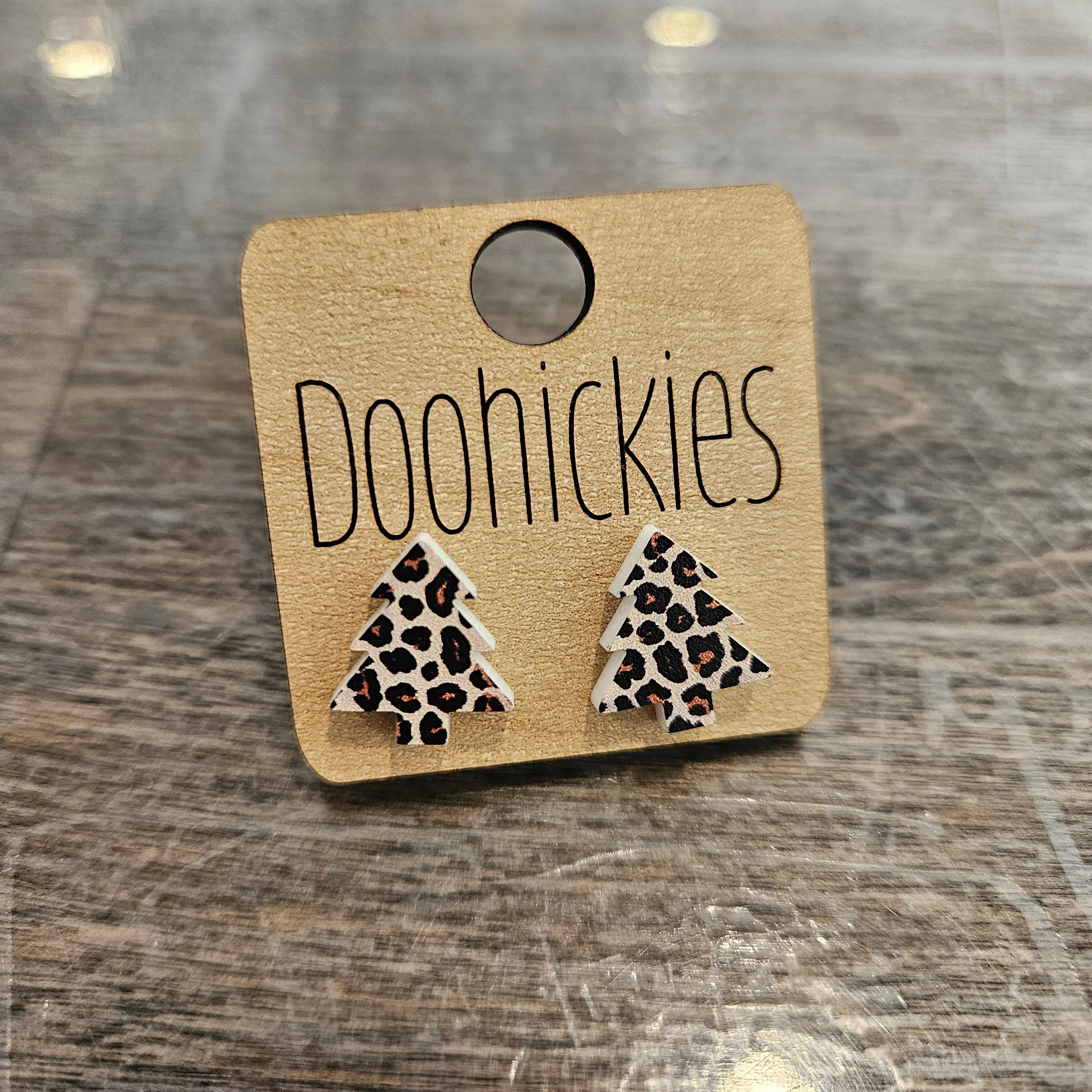 Shop Leopard Christmas Tree Stud Earrings-Earrings at Ruby Joy Boutique, a Women's Clothing Store in Pickerington, Ohio