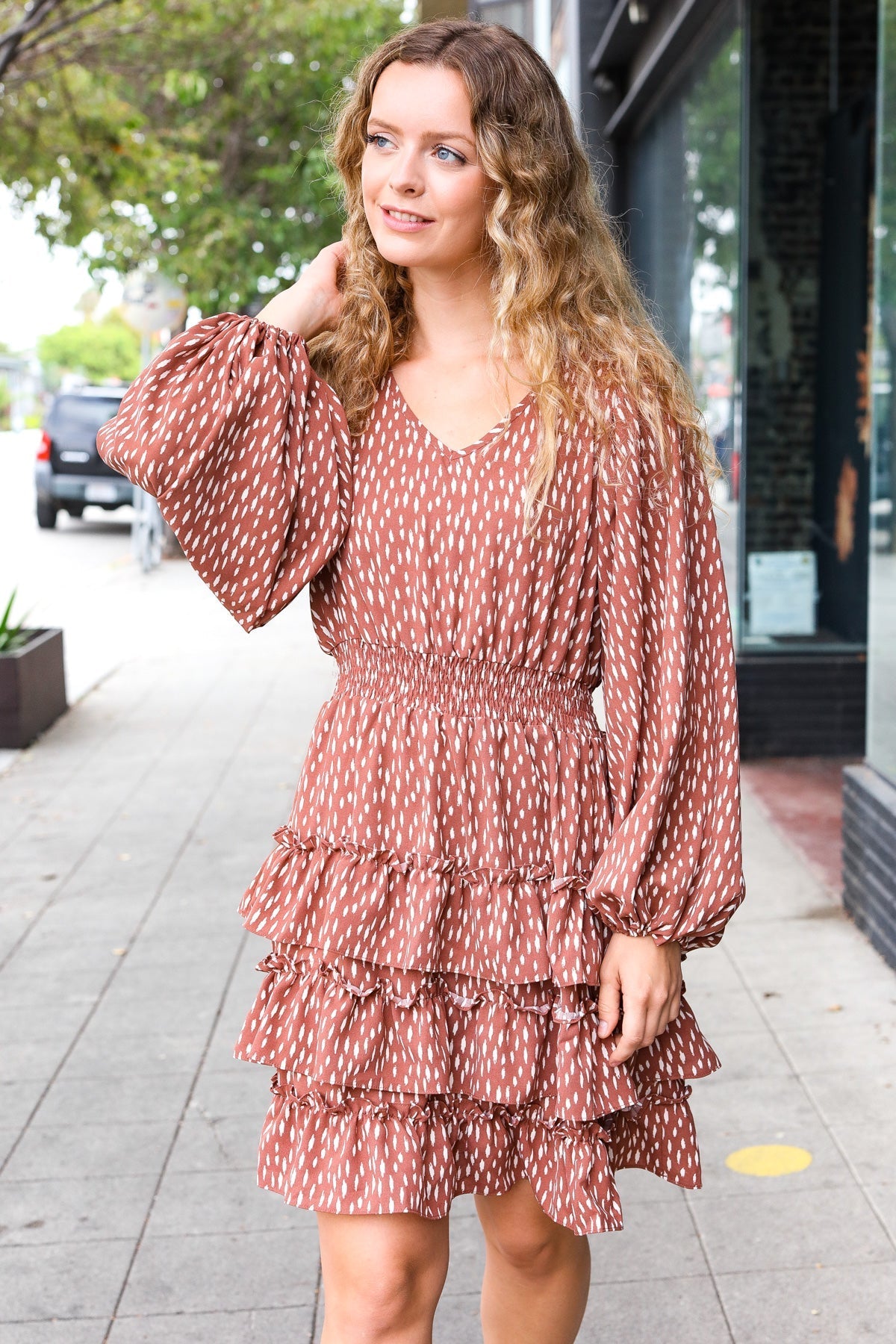 Shop Leopard Print Tiered Dress-Dresses at Ruby Joy Boutique, a Women's Clothing Store in Pickerington, Ohio