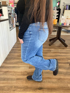 Shop Light Wash High-Rise Slim Straight Jeans | Mica Denim- at Ruby Joy Boutique, a Women's Clothing Store in Pickerington, Ohio