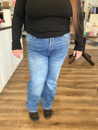 Shop Light Wash High-Rise Slim Straight Jeans | Mica Denim- at Ruby Joy Boutique, a Women's Clothing Store in Pickerington, Ohio