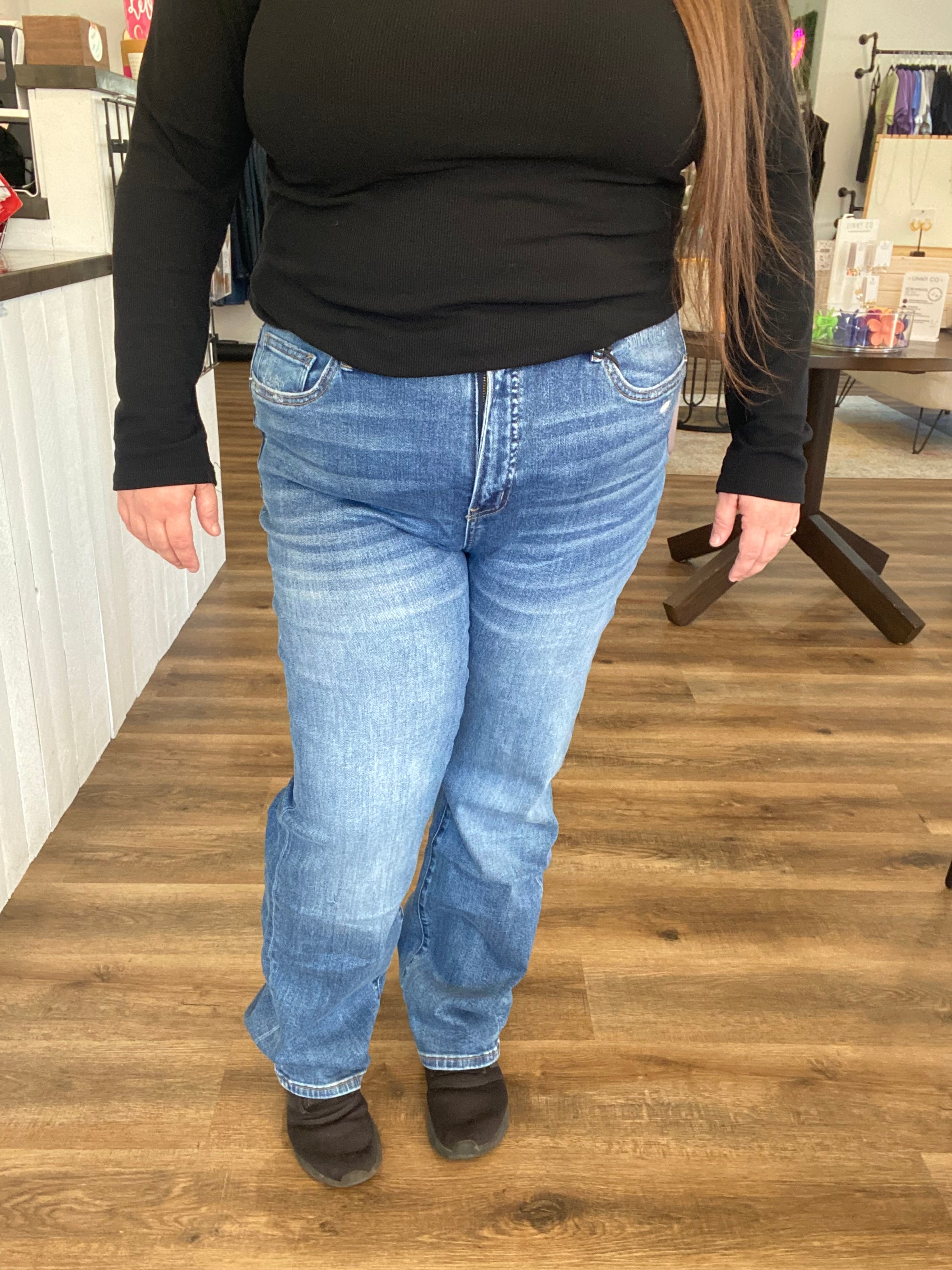 Shop Light Wash High-Rise Slim Straight Jeans | Mica Denim- at Ruby Joy Boutique, a Women's Clothing Store in Pickerington, Ohio