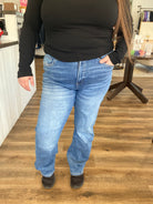Shop Light Wash High-Rise Slim Straight Jeans | Mica Denim- at Ruby Joy Boutique, a Women's Clothing Store in Pickerington, Ohio