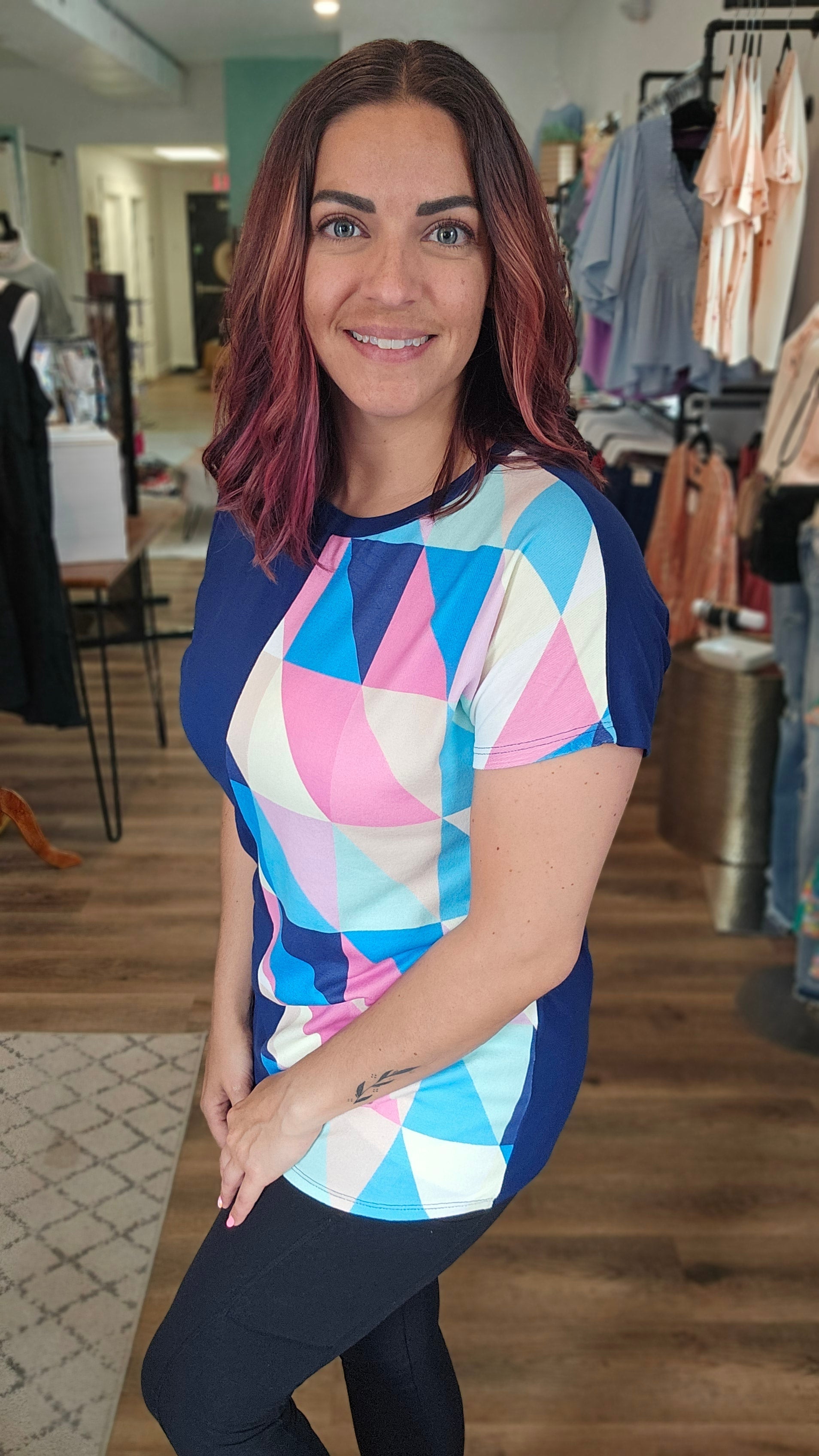 Shop Lilah Color Block Tee-Shirts & Tops at Ruby Joy Boutique, a Women's Clothing Store in Pickerington, Ohio