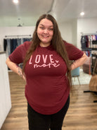 Shop Love More Graphic Tee-Graphic Tee at Ruby Joy Boutique, a Women's Clothing Store in Pickerington, Ohio