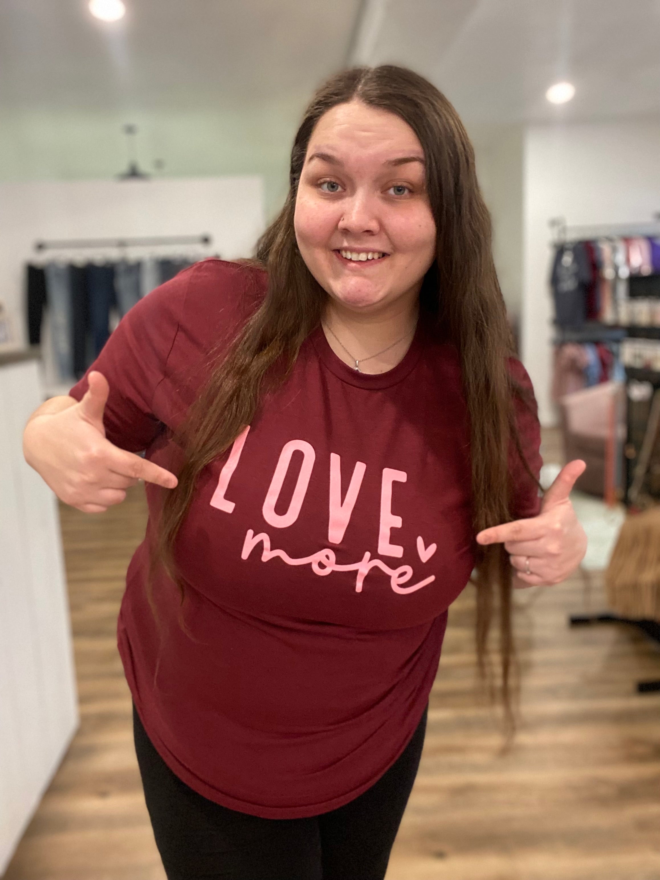 Shop Love More Graphic Tee-Graphic Tee at Ruby Joy Boutique, a Women's Clothing Store in Pickerington, Ohio