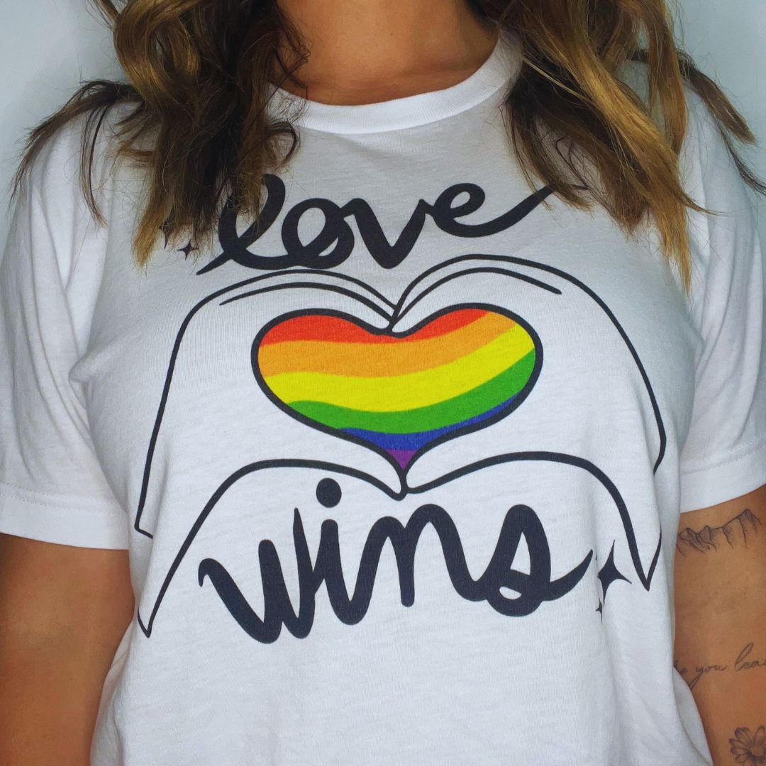 Shop Love Wins Classic Tee | Kind Cotton- at Ruby Joy Boutique, a Women's Clothing Store in Pickerington, Ohio