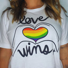 Shop Love Wins Classic Tee | Kind Cotton- at Ruby Joy Boutique, a Women's Clothing Store in Pickerington, Ohio