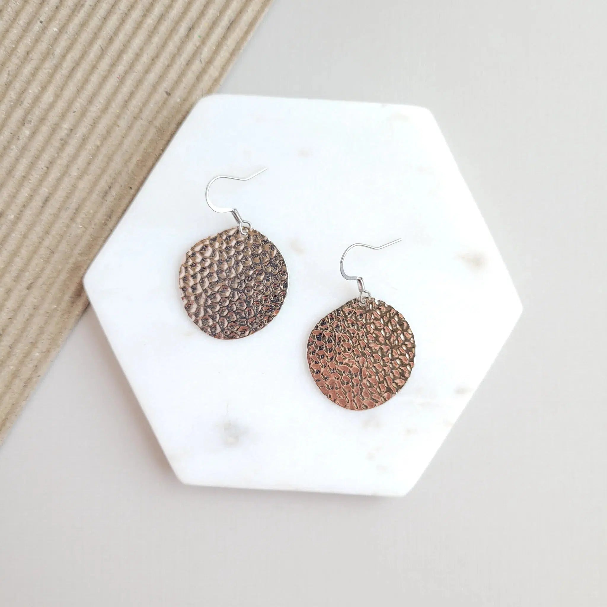 Shop Lucia Hammered Disk Earrings-Earrings at Ruby Joy Boutique, a Women's Clothing Store in Pickerington, Ohio
