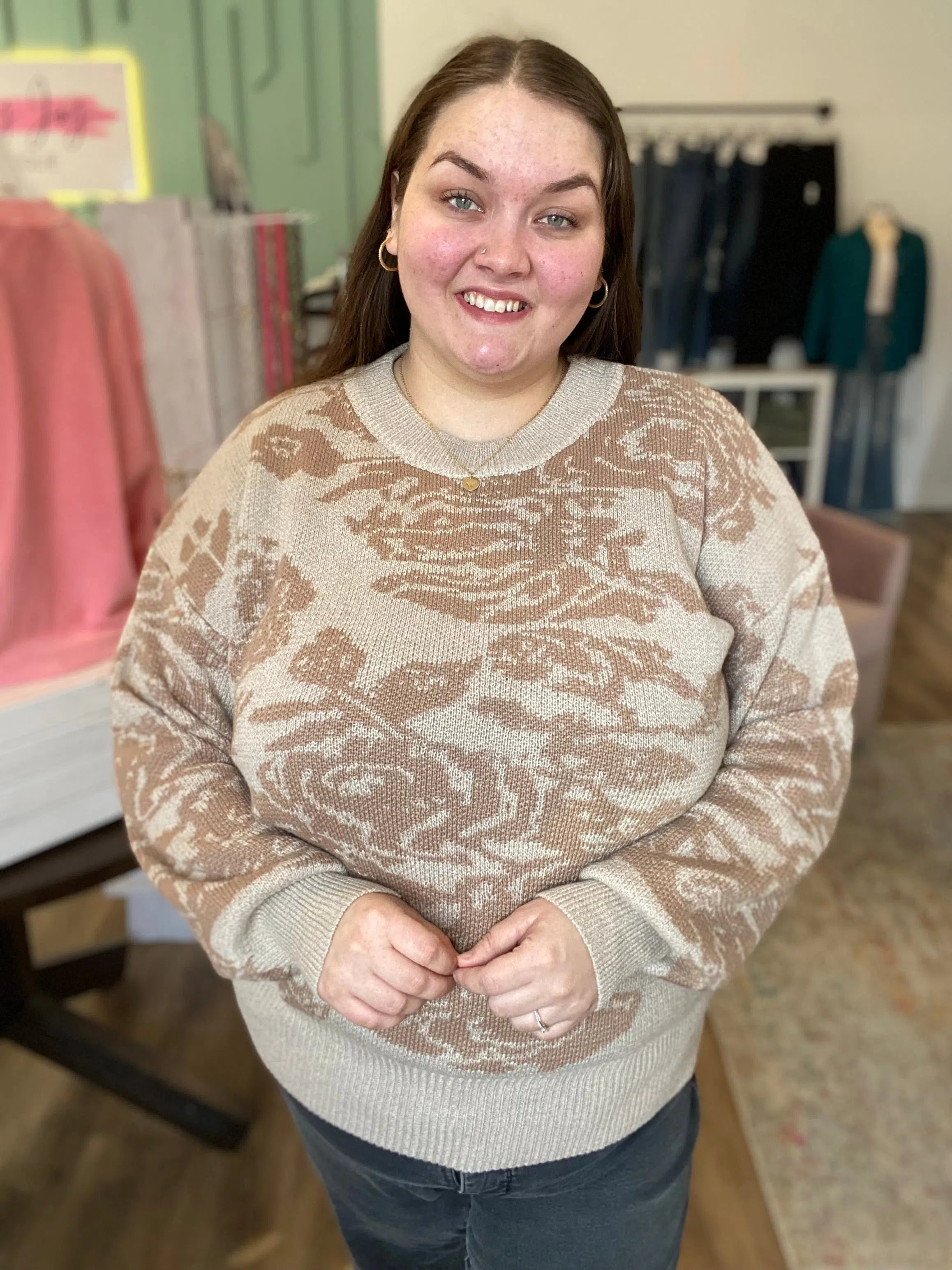 Shop Lynn Floral Print Sweater-Sweater at Ruby Joy Boutique, a Women's Clothing Store in Pickerington, Ohio