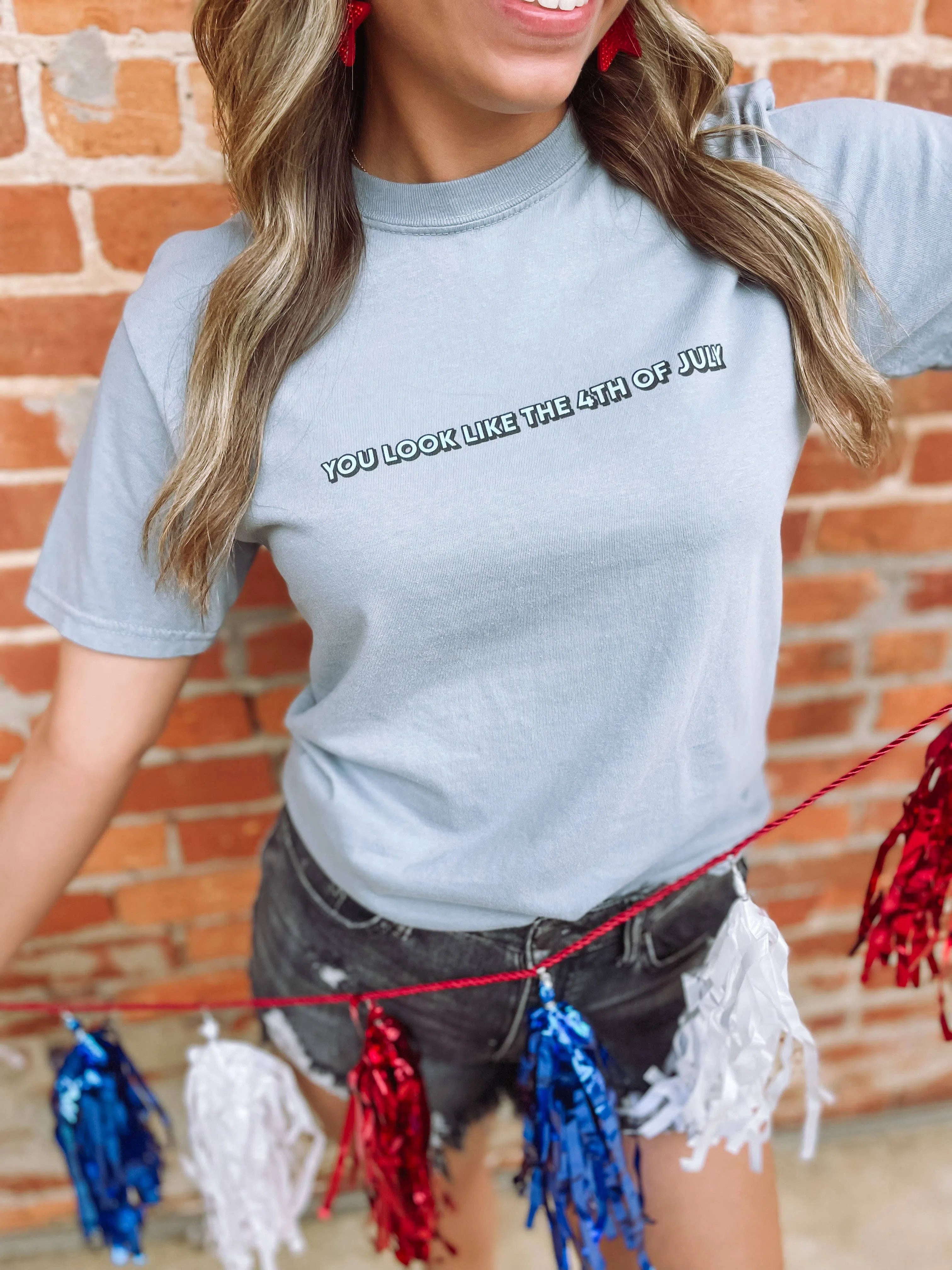 Shop Makes Me Want A Hot Dog 4th of July Graphic Tee-Graphic Tee at Ruby Joy Boutique, a Women's Clothing Store in Pickerington, Ohio