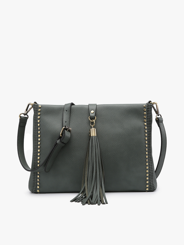 Shop Marie Crossbody with Grommet Details and Tassel-Purse at Ruby Joy Boutique, a Women's Clothing Store in Pickerington, Ohio