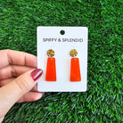 Shop Mia Mini Earrings - Orange Glitter- at Ruby Joy Boutique, a Women's Clothing Store in Pickerington, Ohio