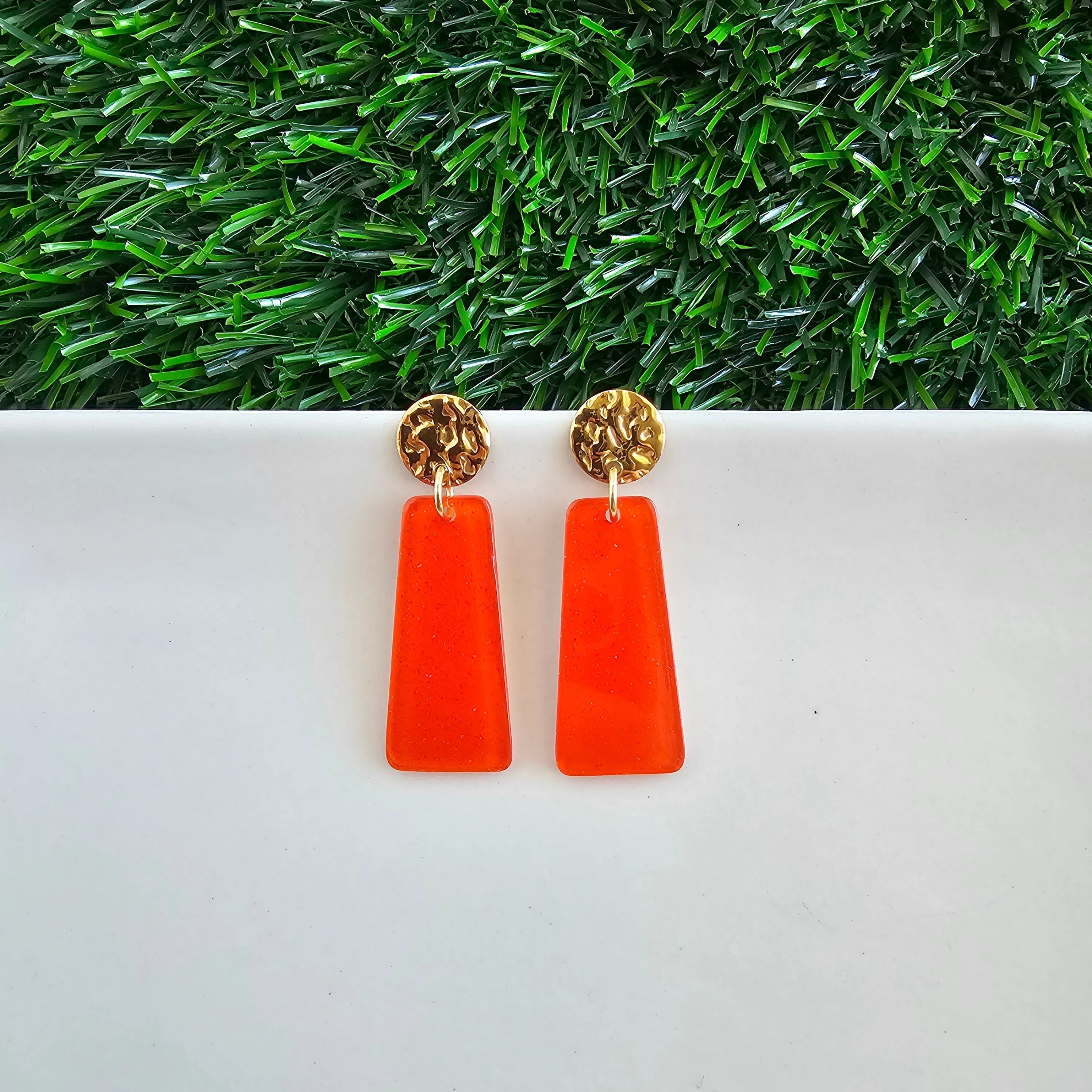 Shop Mia Mini Earrings - Orange Glitter- at Ruby Joy Boutique, a Women's Clothing Store in Pickerington, Ohio