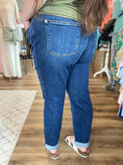 Shop Mid Rise Destroy Slim Cuffed Jeans | Judy Blue-Denim at Ruby Joy Boutique, a Women's Clothing Store in Pickerington, Ohio