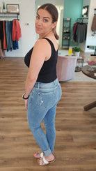 Shop Mid Rise Raw Hem Skinny Jeans | Judy Blue-Jeans at Ruby Joy Boutique, a Women's Clothing Store in Pickerington, Ohio