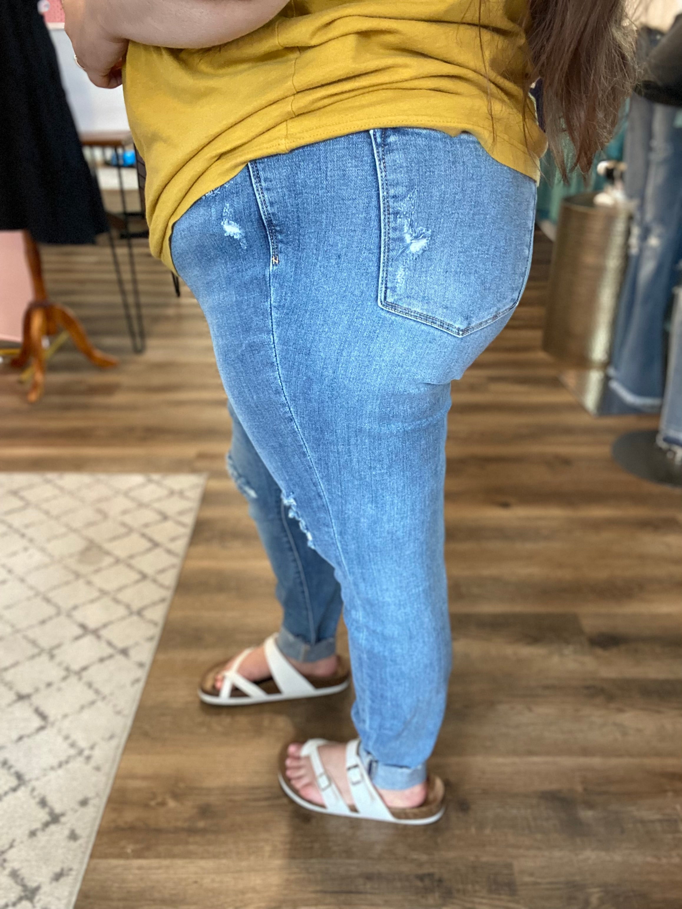 Shop Mid Rise Raw Hem Skinny Jeans | Judy Blue-Jeans at Ruby Joy Boutique, a Women's Clothing Store in Pickerington, Ohio