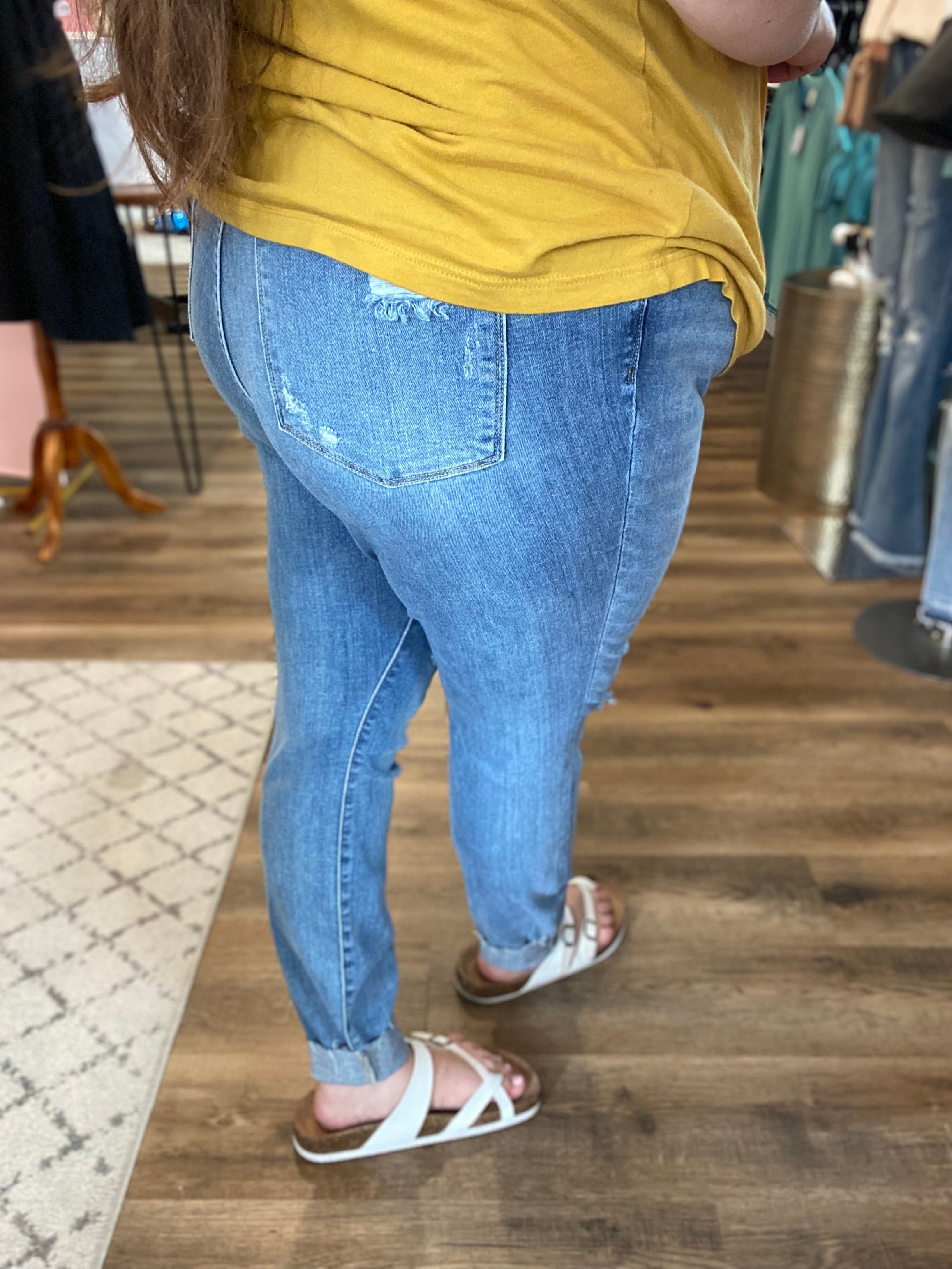 Shop Mid Rise Raw Hem Skinny Jeans | Judy Blue-Jeans at Ruby Joy Boutique, a Women's Clothing Store in Pickerington, Ohio