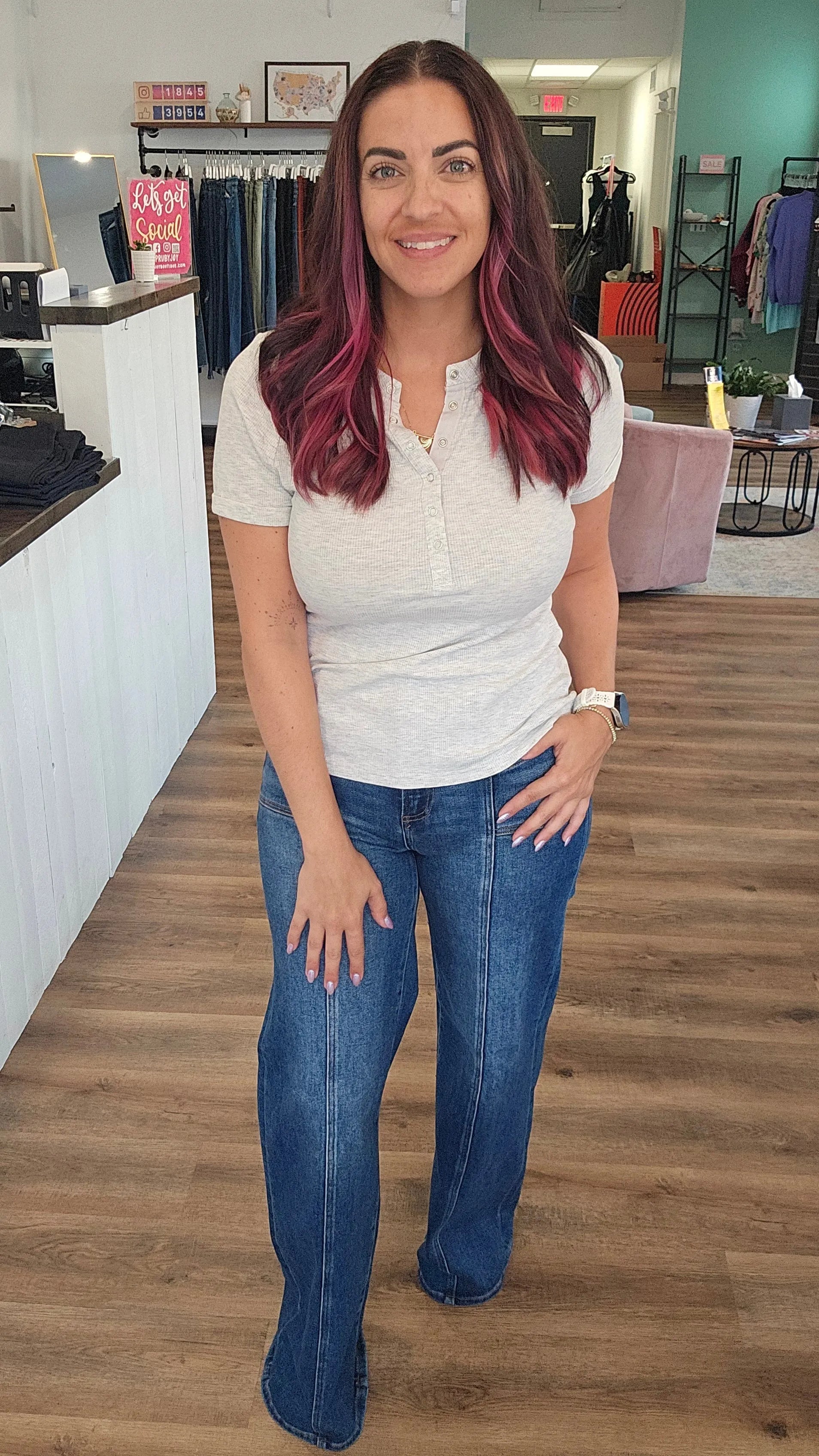 Shop Mid-Rise Wide Leg Front Seam Jeans | Risen- at Ruby Joy Boutique, a Women's Clothing Store in Pickerington, Ohio