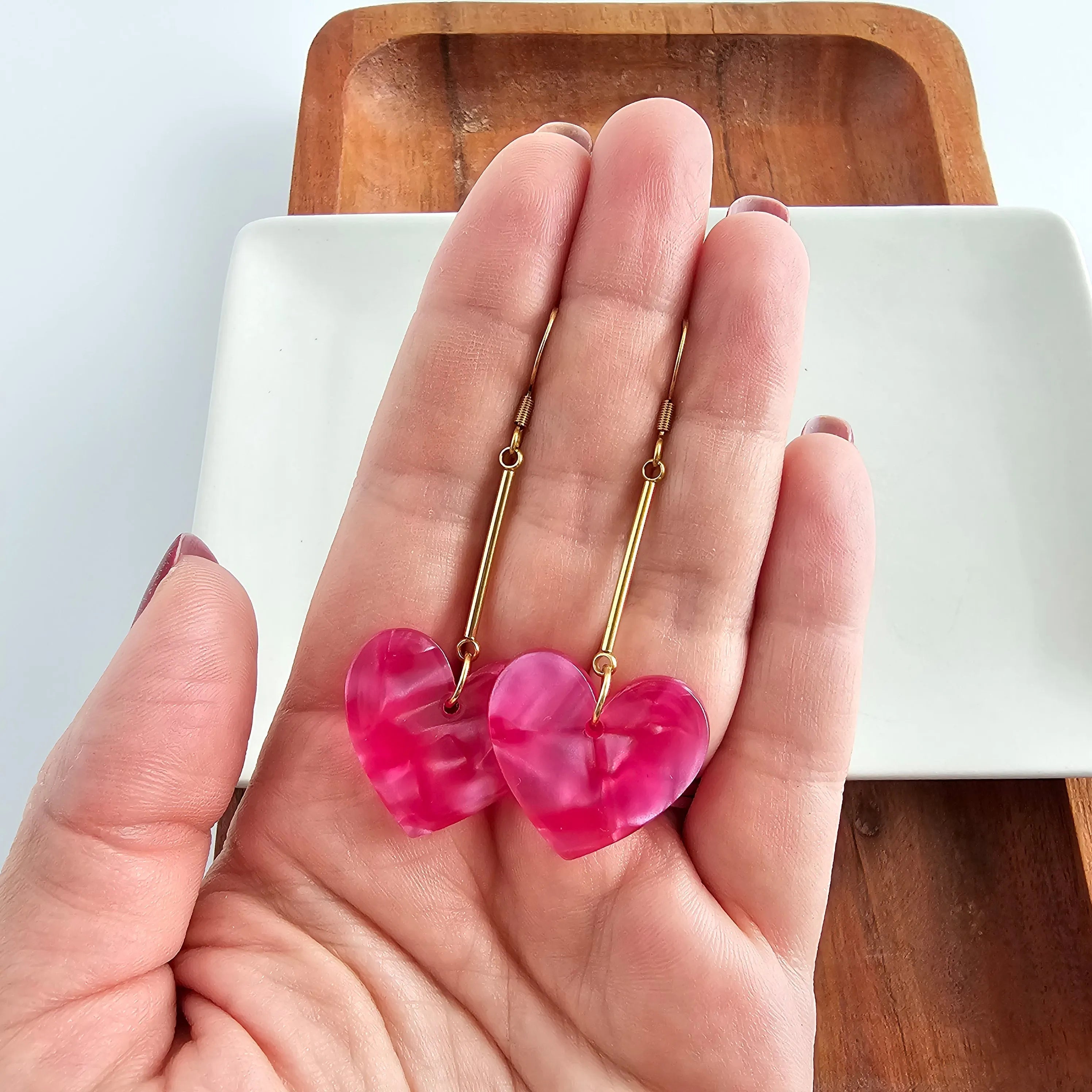 Shop Mina Heart Earrings - Hot Pink- at Ruby Joy Boutique, a Women's Clothing Store in Pickerington, Ohio