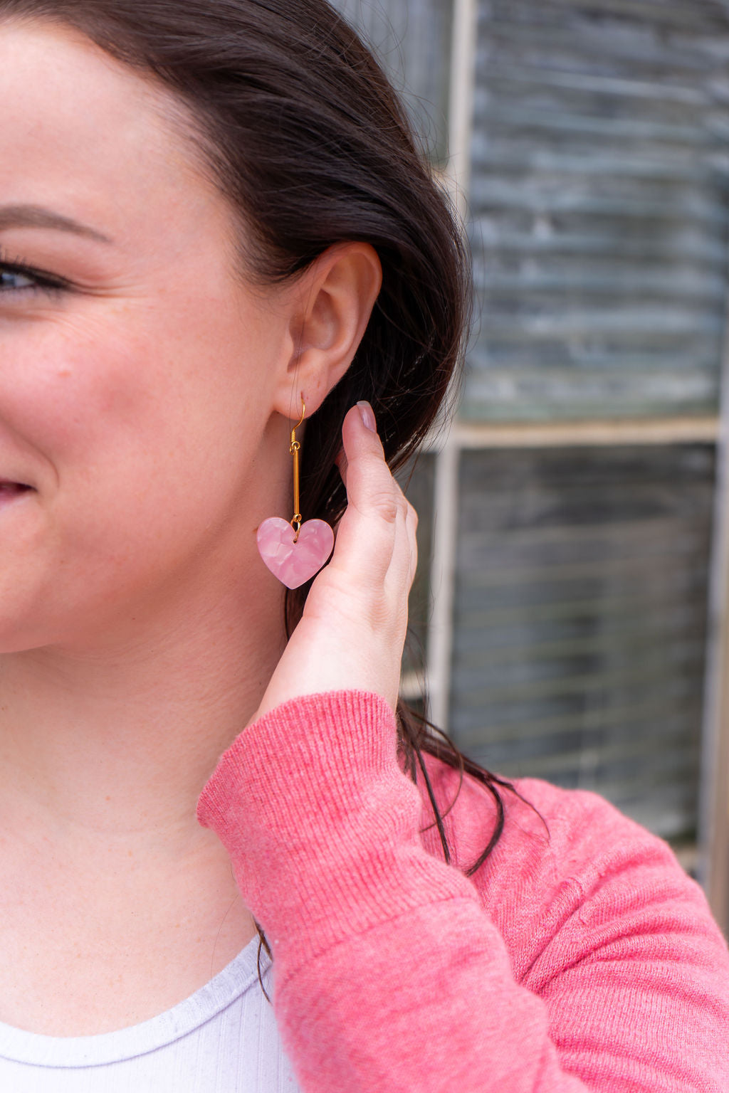 Shop Mina Heart Earrings - Pink- at Ruby Joy Boutique, a Women's Clothing Store in Pickerington, Ohio