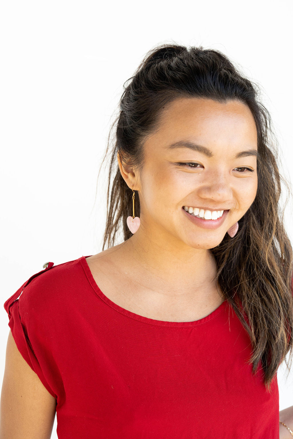 Shop Mina Heart Earrings - Pink- at Ruby Joy Boutique, a Women's Clothing Store in Pickerington, Ohio