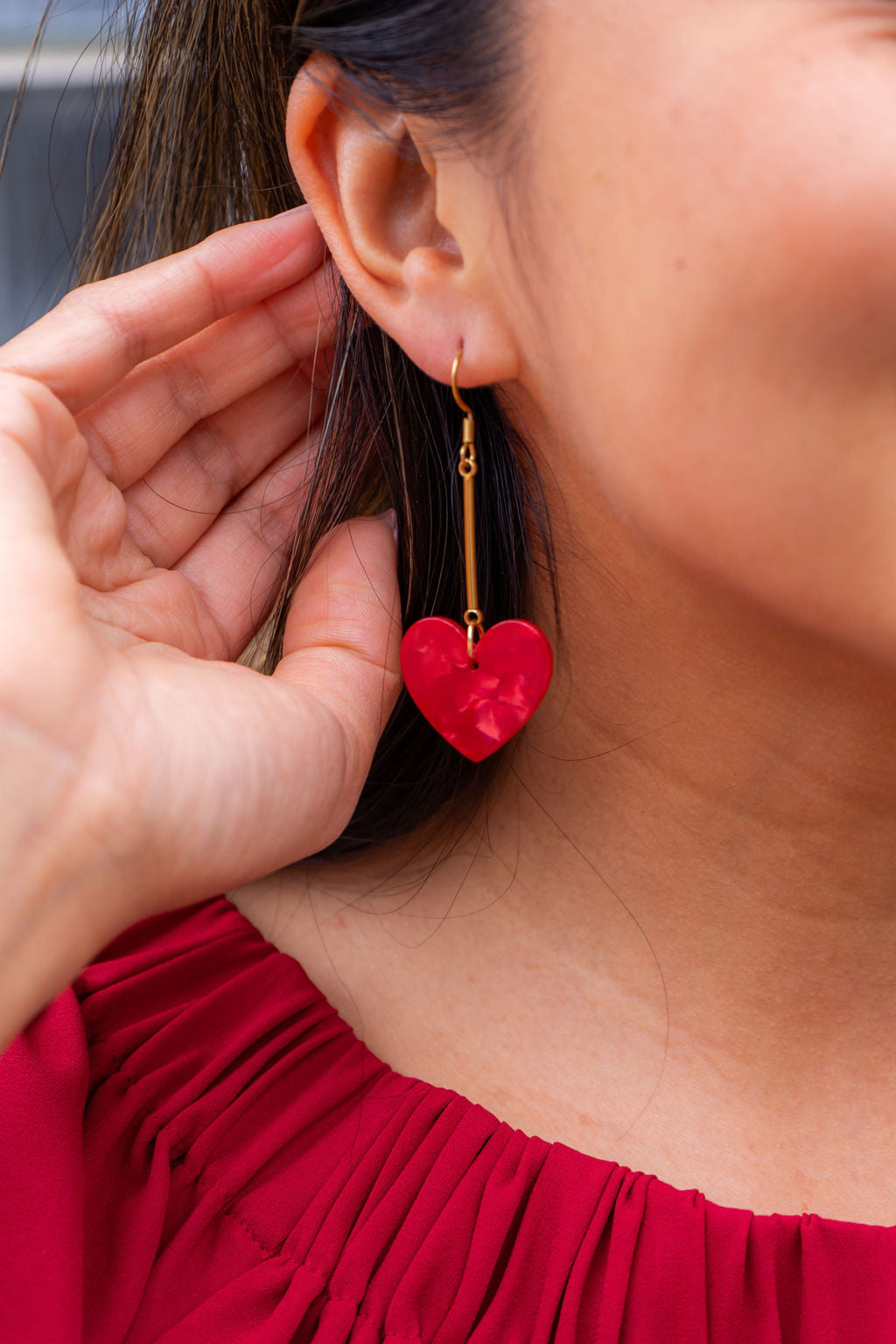 Shop Mina Heart Earrings - Red- at Ruby Joy Boutique, a Women's Clothing Store in Pickerington, Ohio