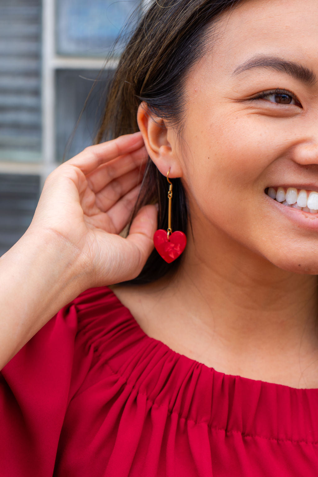Shop Mina Heart Earrings - Red- at Ruby Joy Boutique, a Women's Clothing Store in Pickerington, Ohio