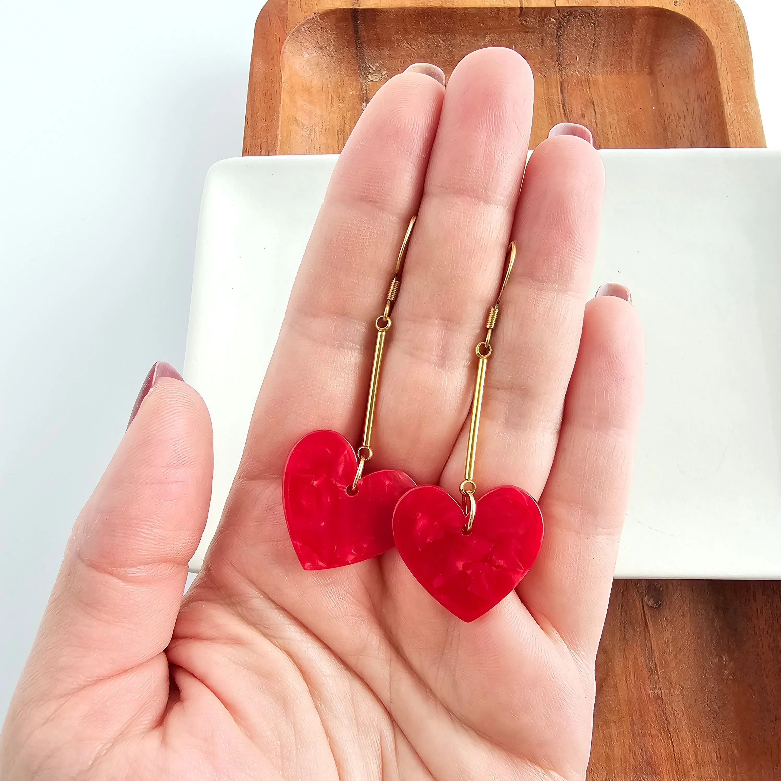 Shop Mina Heart Earrings - Red- at Ruby Joy Boutique, a Women's Clothing Store in Pickerington, Ohio