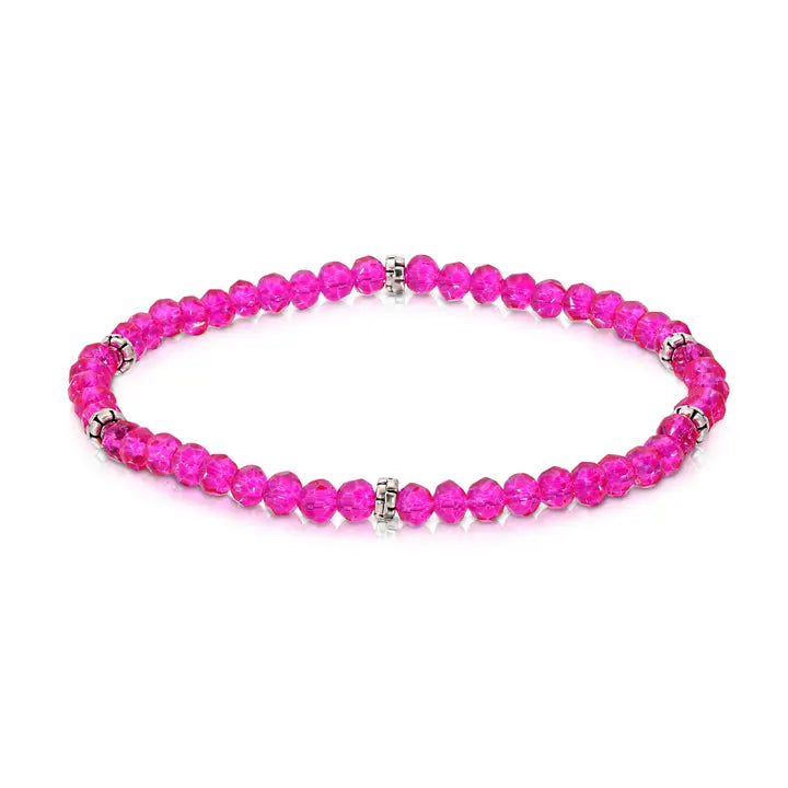 Shop Mini Crystal Bracelets | Silver and Gold Mix-Hot Pink Silver at Ruby Joy Boutique, a Women's Clothing Store in Pickerington, Ohio