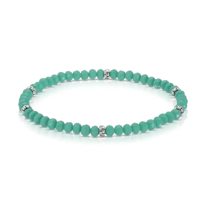 Shop Mini Crystal Bracelets | Silver and Gold Mix-Turquoise Silver at Ruby Joy Boutique, a Women's Clothing Store in Pickerington, Ohio