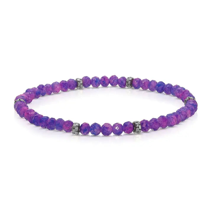 Shop Mini Crystal Bracelets | Silver and Gold Mix-Pink Purple Tie Dye Silver at Ruby Joy Boutique, a Women's Clothing Store in Pickerington, Ohio