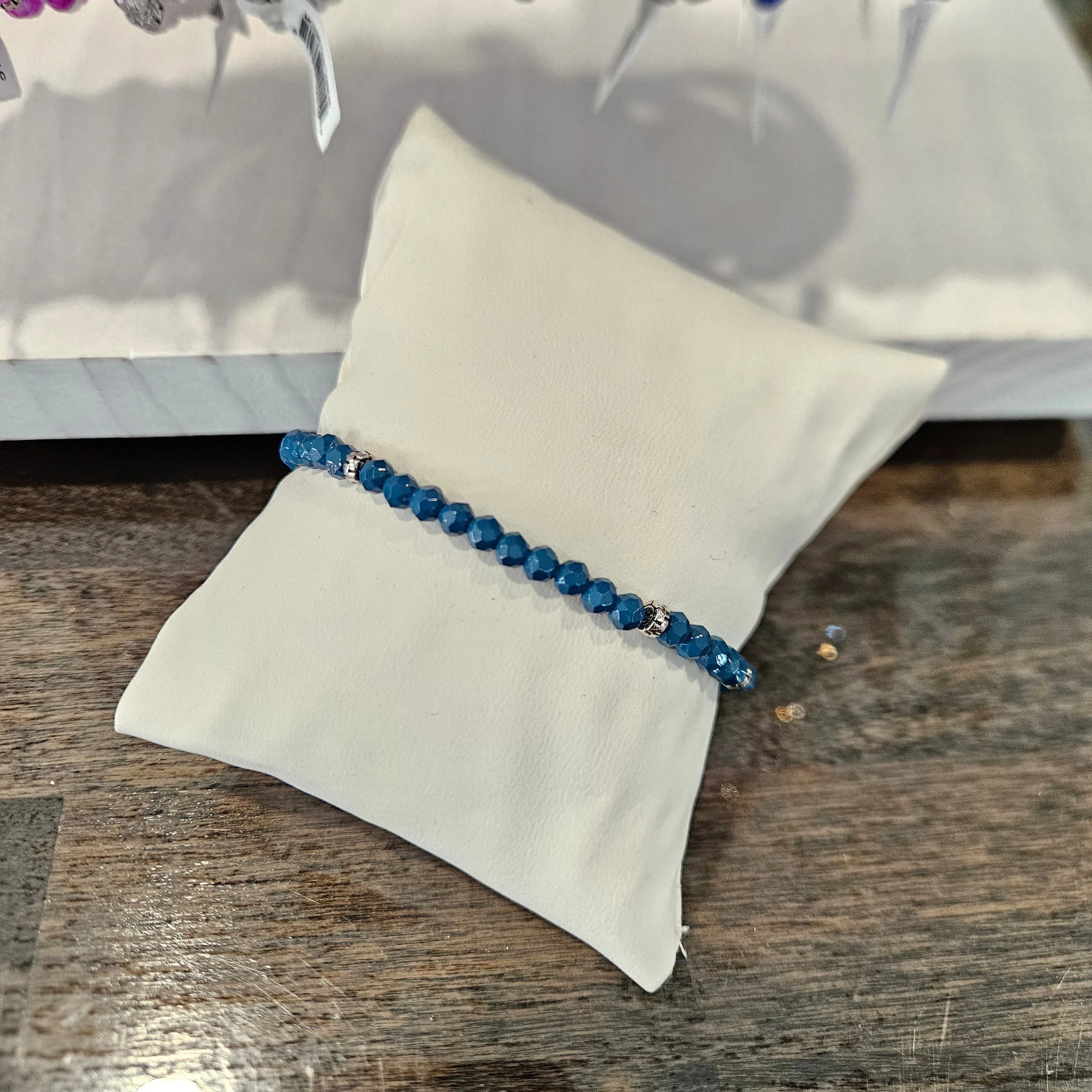 Shop Mini Crystal Bracelets | Silver and Gold Mix-Aegean Blue Silver at Ruby Joy Boutique, a Women's Clothing Store in Pickerington, Ohio