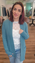 Shop Mini Waffle Open Cardigan - Jade- at Ruby Joy Boutique, a Women's Clothing Store in Pickerington, Ohio