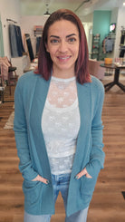 Shop Mini Waffle Open Cardigan - Jade- at Ruby Joy Boutique, a Women's Clothing Store in Pickerington, Ohio