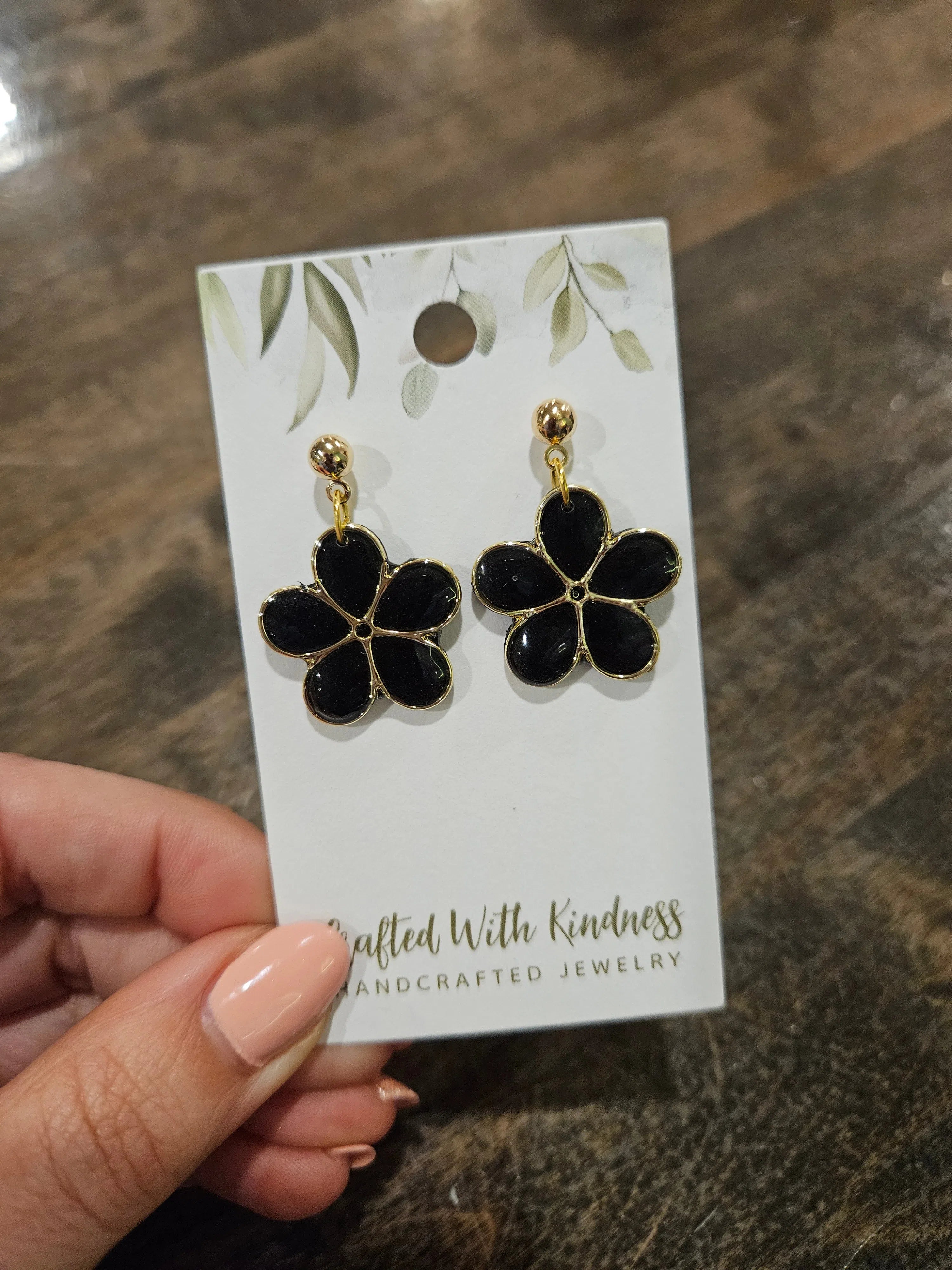 Shop Mod Floral Earrings with Gold Accents-Earrings at Ruby Joy Boutique, a Women's Clothing Store in Pickerington, Ohio