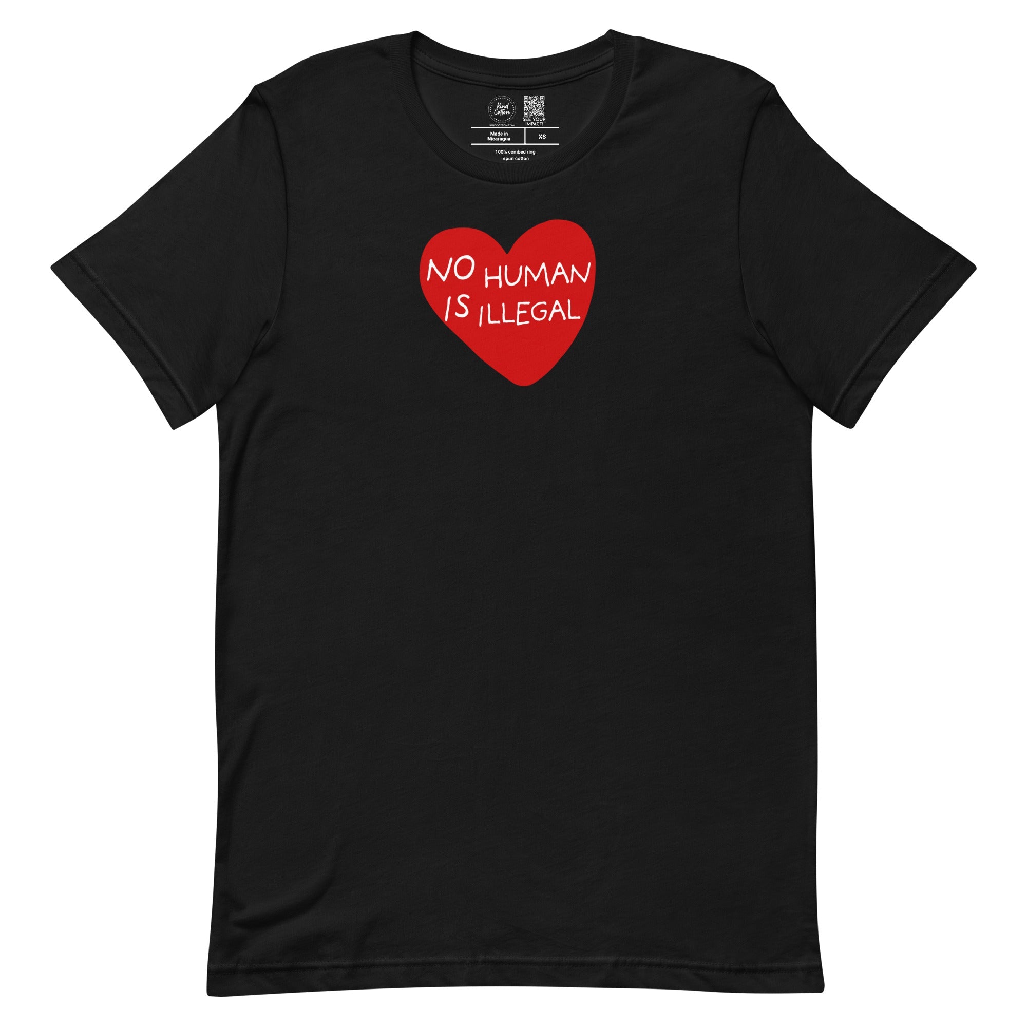 Shop No Human Is Illegal Classic Tee | Kind Cotton-Black at Ruby Joy Boutique, a Women's Clothing Store in Pickerington, Ohio