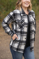 Shop Norah Plaid Shacket - Ivory and Black- at Ruby Joy Boutique, a Women's Clothing Store in Pickerington, Ohio