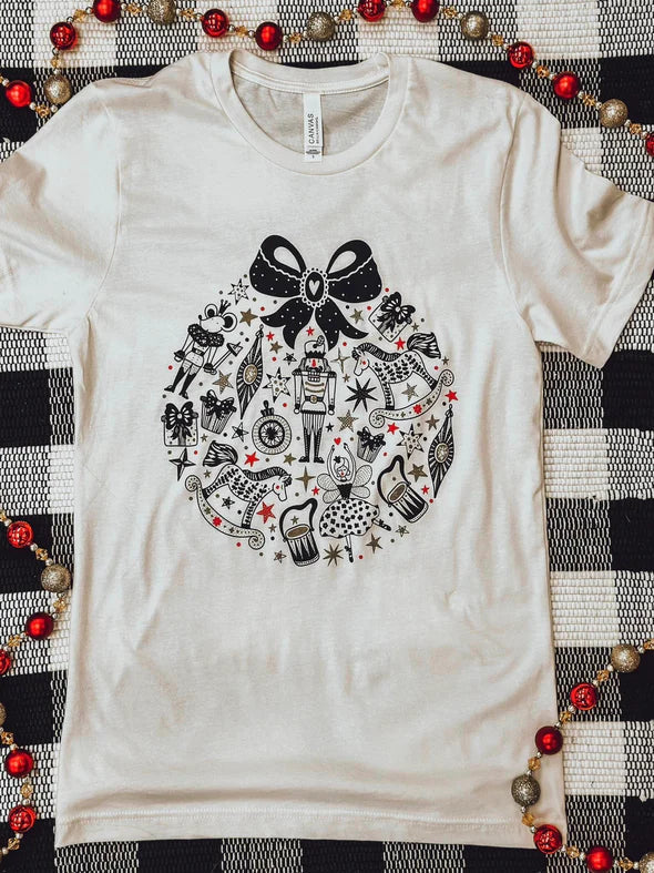 Shop Nutcracker Christmas Ornament Tee-Graphic Tee at Ruby Joy Boutique, a Women's Clothing Store in Pickerington, Ohio