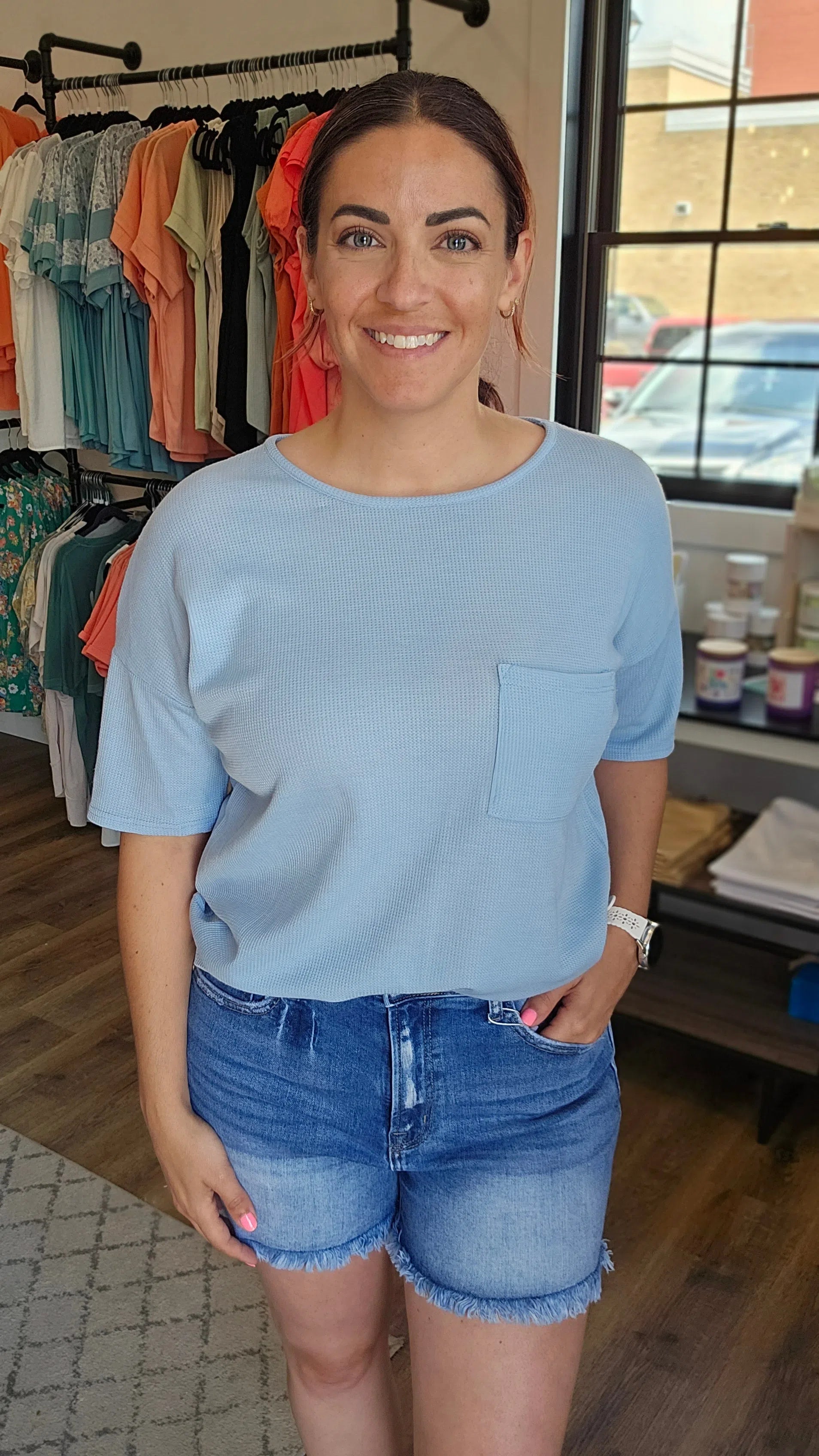 Shop Nyla Raw Fray Hem Shorts | Zenana-Shorts at Ruby Joy Boutique, a Women's Clothing Store in Pickerington, Ohio