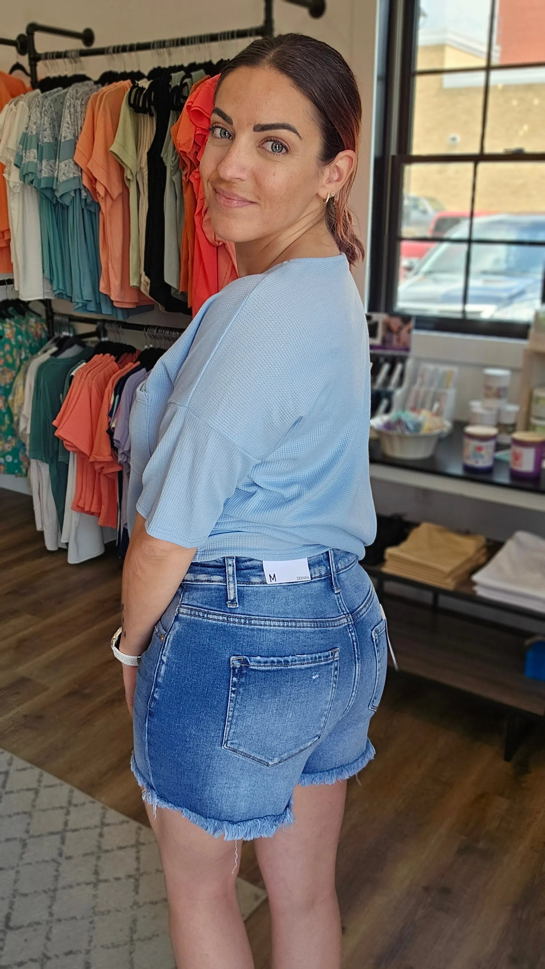 Shop Nyla Raw Fray Hem Shorts | Zenana-Shorts at Ruby Joy Boutique, a Women's Clothing Store in Pickerington, Ohio