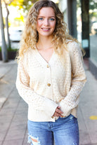 Shop Oatmeal Pointelle Button Down Cardigan-Cardigan at Ruby Joy Boutique, a Women's Clothing Store in Pickerington, Ohio